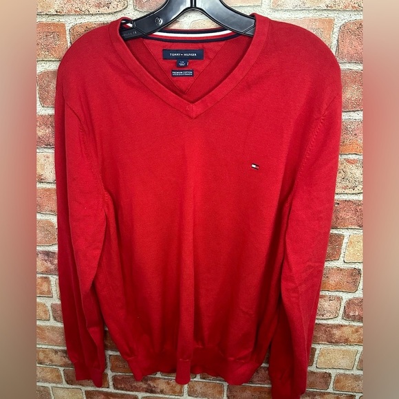 Tommy Hilfiger Other - Classic red V-Neck preppy old money quiet luxury Sweater size L